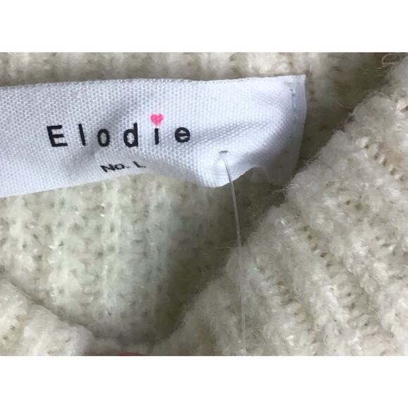 Elodie Women’s Large Ivory Chunky Cable Knit Cropped Pullover Sweater NWT - Picture 4 of 13